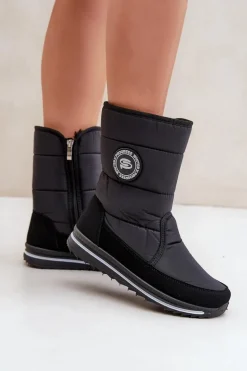 Damskie Śniegowce Na Zamek Progress PROGJ-21-09 Czarne