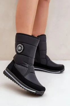 Damskie Śniegowce Na Zamek Progress PROGJ-21-09 Czarne