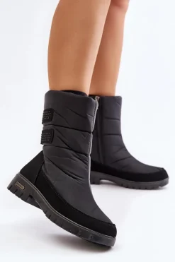 Damskie Śniegowce Na Zamek Progress PROGJ-21-16 Czarne