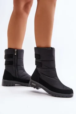 Damskie Śniegowce Na Zamek Progress PROGJ-21-16 Czarne