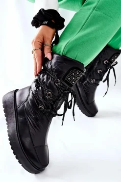 Damskie Śniegowce Ocieplane Czarne Chardonnay