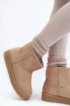 Damskie Śniegowce Ocieplane Futerkiem Beżowe Big Star MM274160