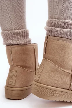 Damskie Śniegowce Ocieplane Futerkiem Beżowe Big Star MM274160