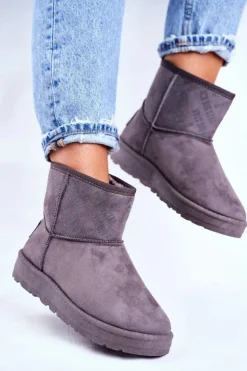 Damskie Śniegowce Ocieplane Szare Big Star GG274558