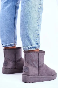 Damskie Śniegowce Ocieplane Szare Big Star GG274558