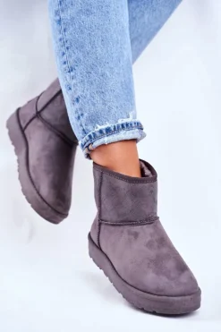 Damskie Śniegowce Ocieplane Szare Big Star GG274558