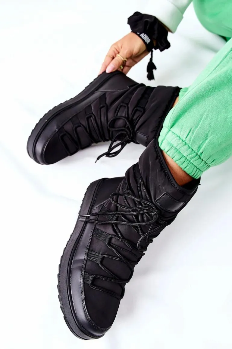 Damskie Śniegowce Ocieplane Czarne Cironeus