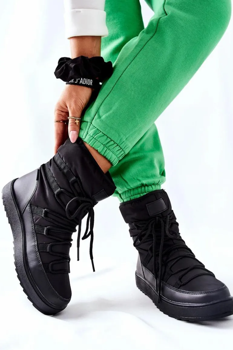 Damskie Śniegowce Ocieplane Czarne Cironeus