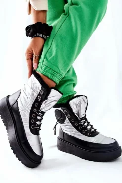 Damskie Śniegowce Ocieplane Srebrne Kennilis