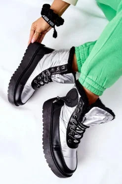 Damskie Śniegowce Ocieplane Srebrne Kennilis