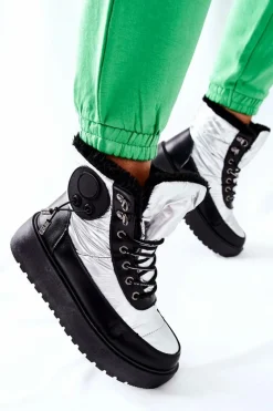 Damskie Śniegowce Ocieplane Srebrne Kennilis