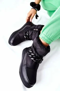 Damskie Śniegowce Ocieplane Czarne Khariche