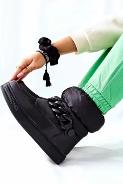 Damskie Śniegowce Ocieplane Czarne Khariche