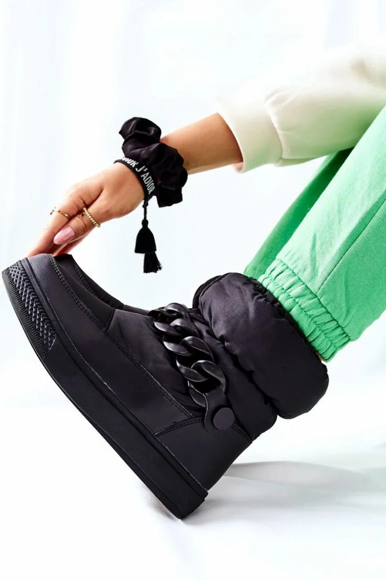 Damskie Śniegowce Ocieplane Czarne Khariche