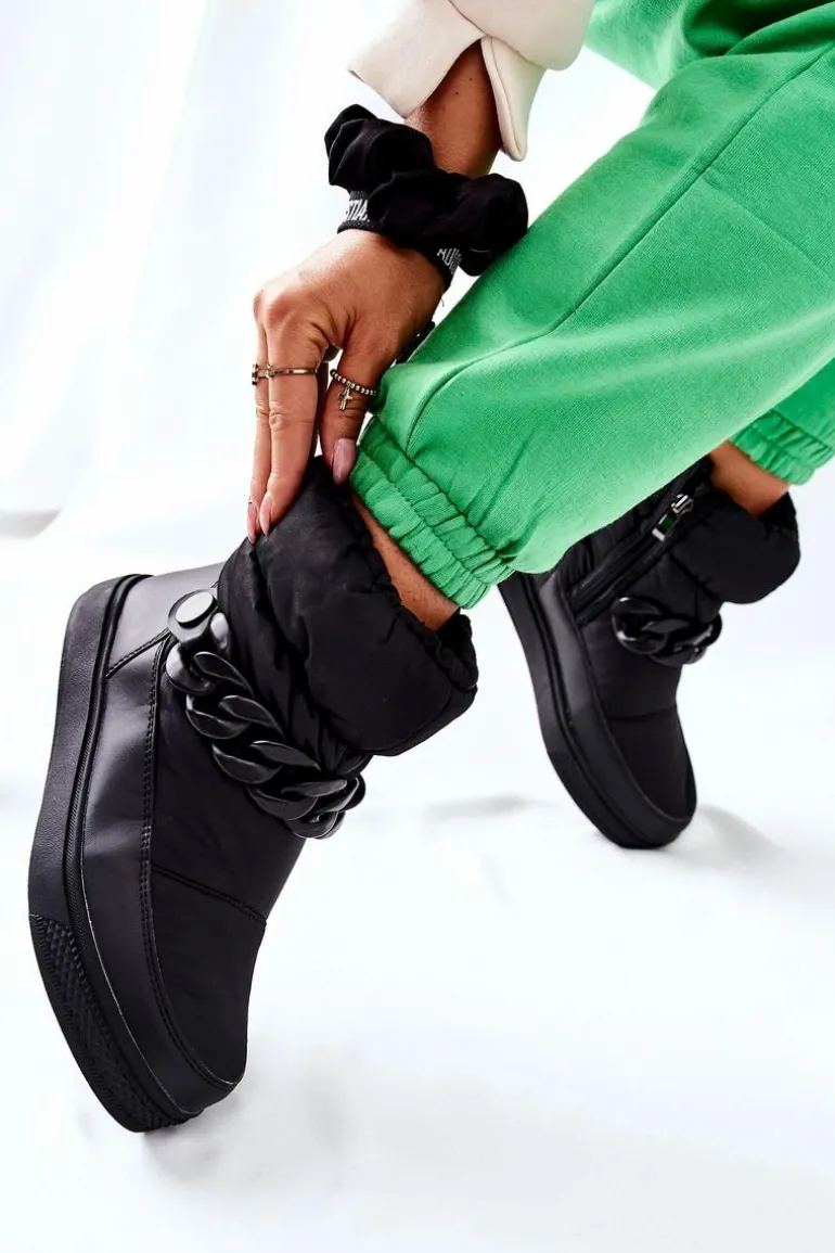 Damskie Śniegowce Ocieplane Czarne Khariche