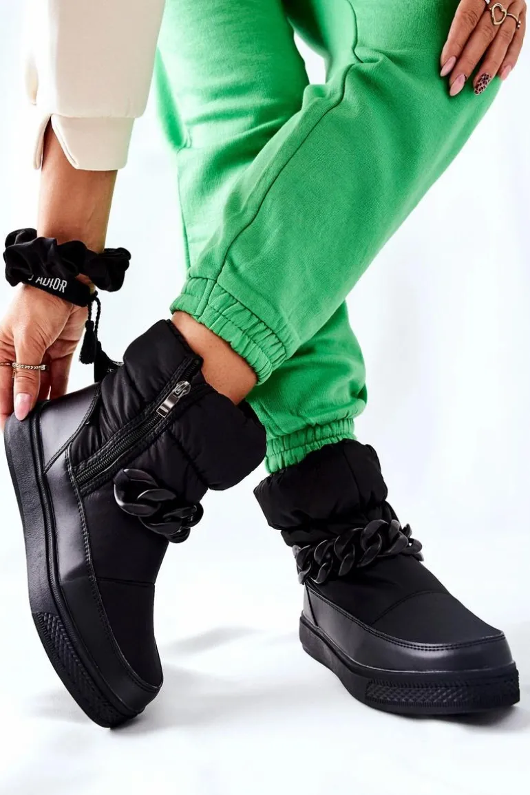 Damskie Śniegowce Ocieplane Czarne Khariche