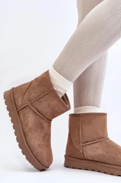 Damskie Śniegowce Ocieplane Futerkiem Khaki Lizio