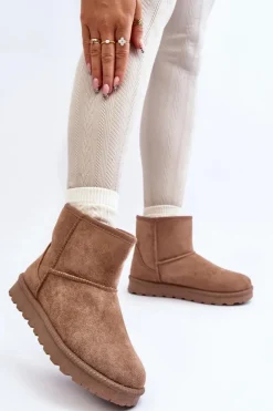 Damskie Śniegowce Ocieplane Futerkiem Khaki Lizio