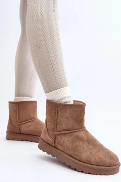 Damskie Śniegowce Ocieplane Futerkiem Khaki Lizio