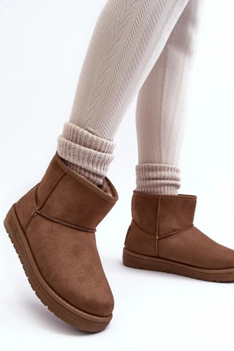 Damskie Śniegowce Ocieplane Futerkiem Brązowe Big Star MM274161