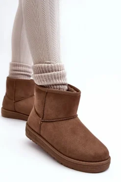 Damskie Śniegowce Ocieplane Futerkiem Brązowe Big Star MM274161