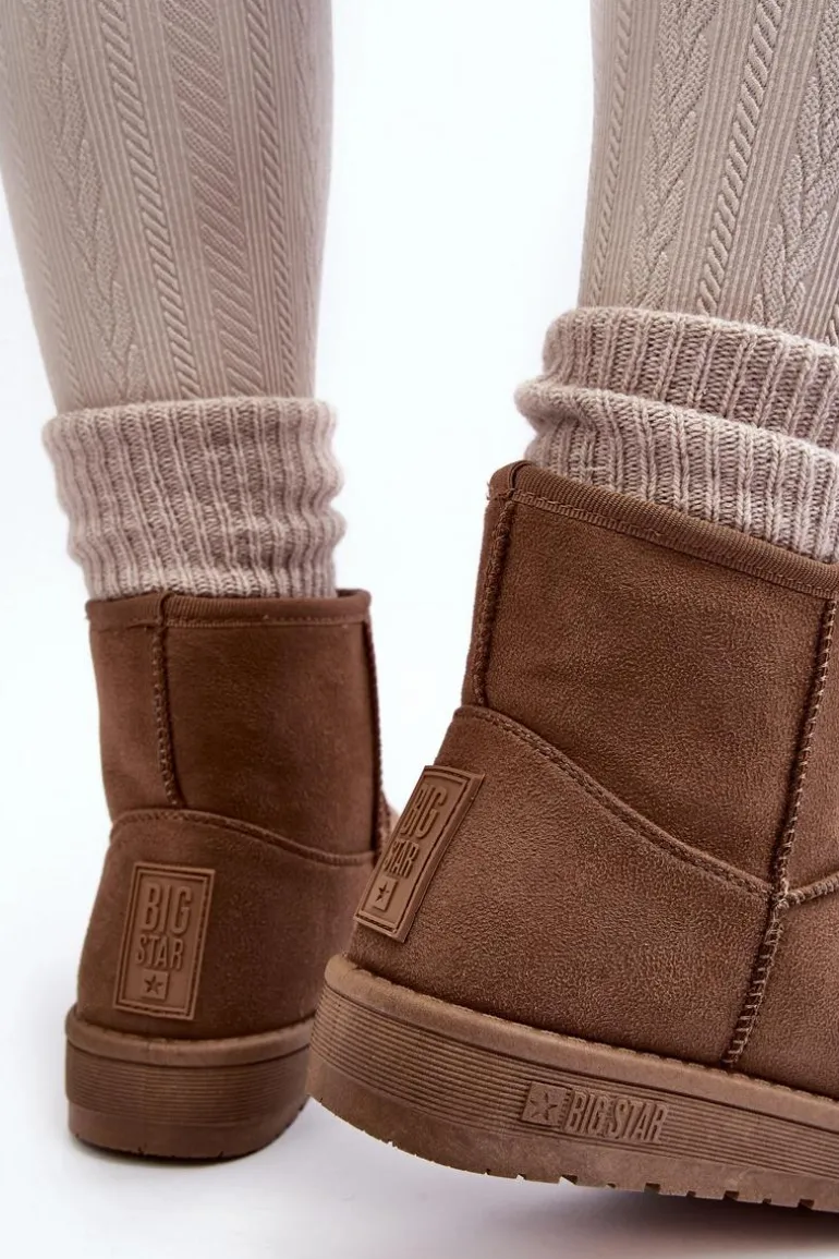 Damskie Śniegowce Ocieplane Futerkiem Brązowe Big Star MM274161