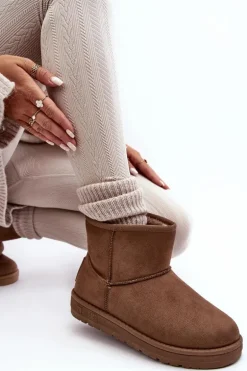 Damskie Śniegowce Ocieplane Futerkiem Brązowe Big Star MM274161