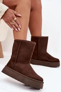 Damskie Śniegowce Ocieplone Futerkiem Czekoladowe Abrams