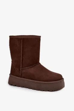 Damskie Śniegowce Ocieplone Futerkiem Czekoladowe Abrams