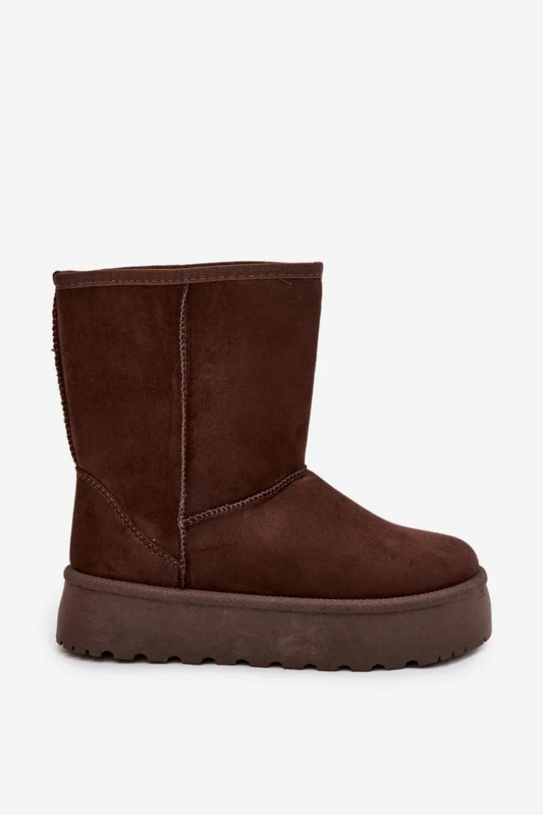 Damskie Śniegowce Ocieplone Futerkiem Czekoladowe Abrams