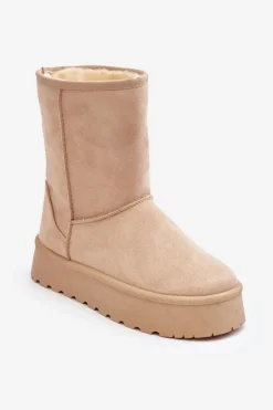 Damskie Śniegowce Ocieplone Futerkiem Beżowe Abrams