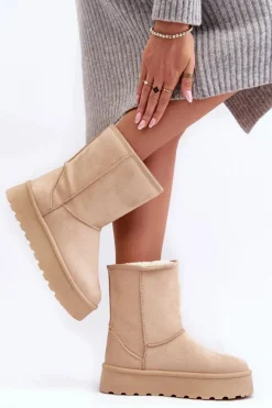 Damskie Śniegowce Ocieplone Futerkiem Beżowe Abrams