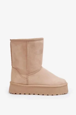 Damskie Śniegowce Ocieplone Futerkiem Beżowe Abrams