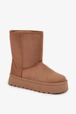 Damskie Śniegowce Ocieplone Futerkiem Camel Abrams