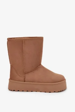 Damskie Śniegowce Ocieplone Futerkiem Camel Abrams