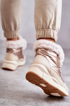 Damskie Śniegowce Sznurowane Jasny Beż Anna