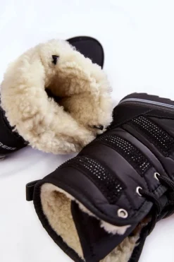 Damskie Śniegowce Sznurowane Progress PROGJ-22-134 Czarne