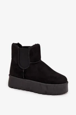 Damskie Śniegowce Z Elastyczną Wstawką Czarne Kiora