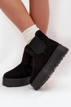 Damskie Śniegowce Z Elastyczną Wstawką Czarne Kiora