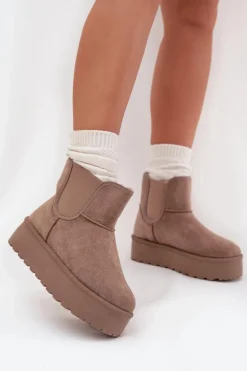 Damskie Śniegowce Z Elastyczną Wstawką Khaki Kiora