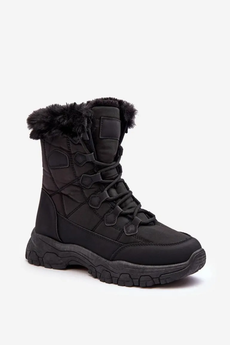 Damskie Śniegowce Z Futerkiem Na Suwak Czarne Vittora