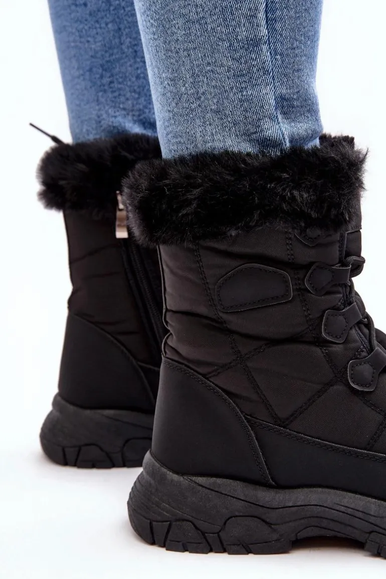 Damskie Śniegowce Z Futerkiem Na Suwak Czarne Vittora