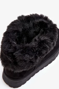 Damskie Śniegowce Z Futerkiem Czarne Rainsa