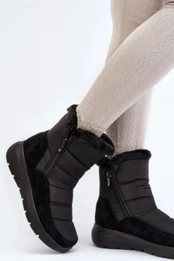 Damskie Śniegowce Z Futerkiem Czarne Primose