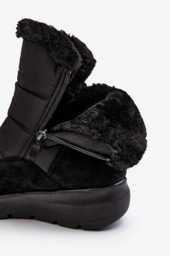 Damskie Śniegowce Z Futerkiem Czarne Primose