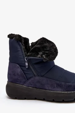 Damskie Śniegowce Z Futerkiem Granatowe Primose