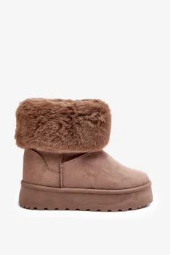 Damskie Śniegowce Z Futerkiem Beżowe Rainsa