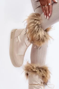 Damskie Śniegowce Z Futerkiem Beżowe Big Star MM274380