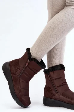 Damskie Śniegowce Z Futerkiem Brązowe Primose