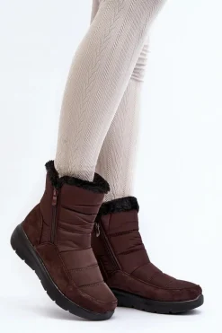 Damskie Śniegowce Z Futerkiem Brązowe Primose